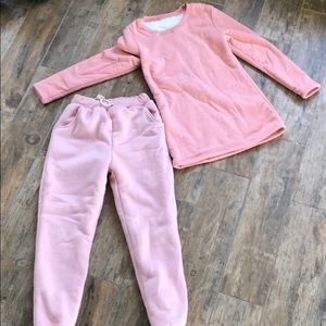 Pink fleece lined tracksuit set